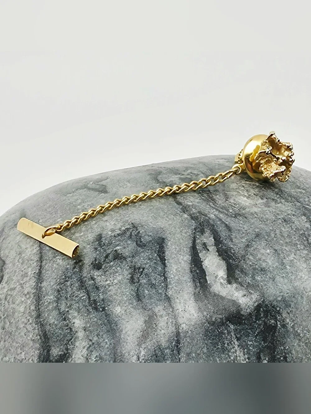 Vintage 14k Solid Yellow Gold Nugget Cluster Tie Tack Pin